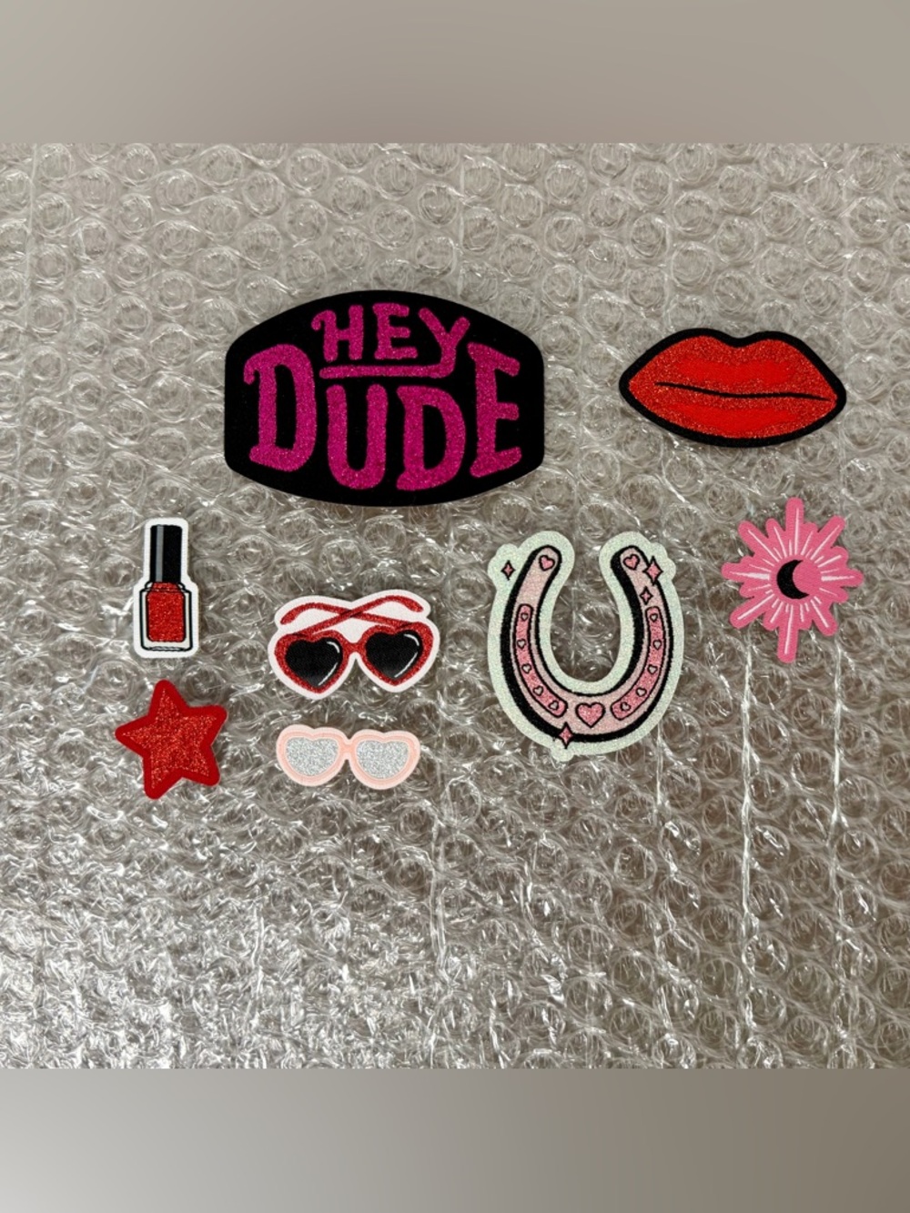 Hey Dude Patch Set - Pink, Red, Black, White